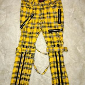 Tripp NYC Yellow Plaid Bondsge Pants 38"